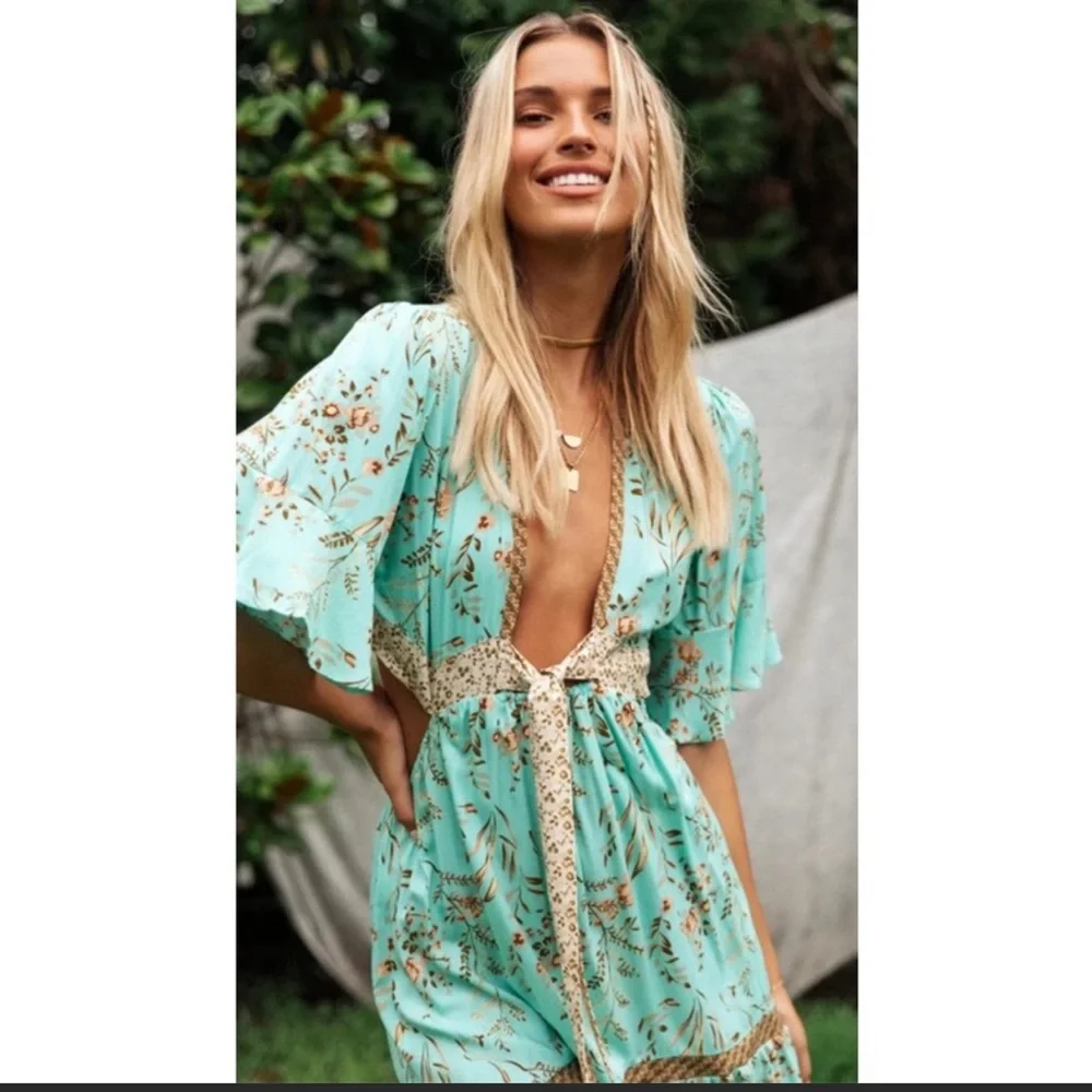 #96New Boho Summer Floral Maisie Bambi Beach Dress - Picture 6 of 8